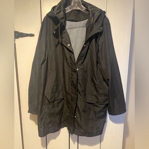 St. John's Bay Black Hooded Utility Rain Jacket